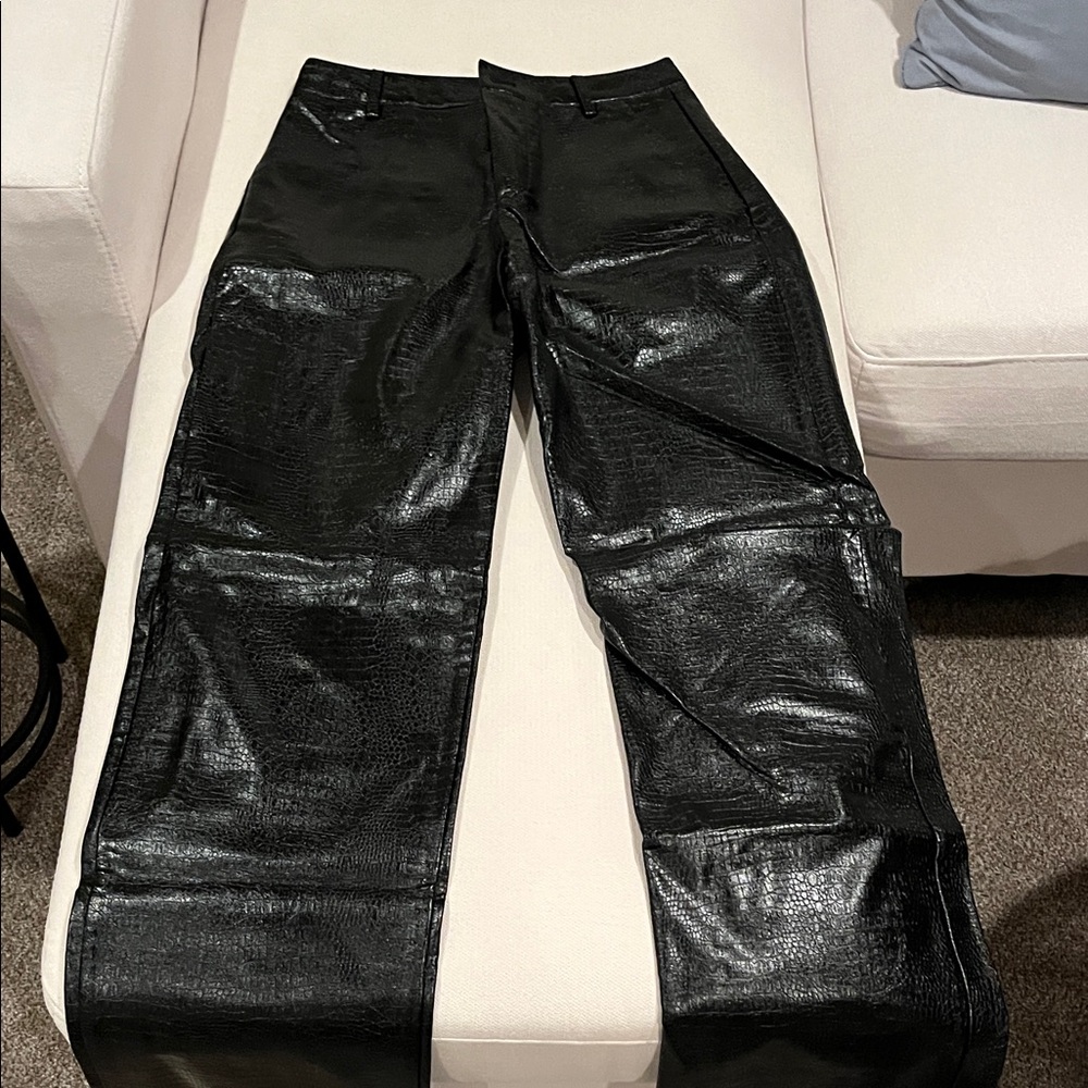 Black Boot Cut Leather Pants